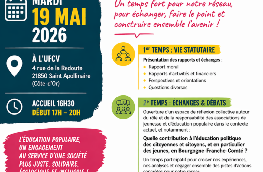 Assemblée Générale 2026 du CRAJEP BFC : un temps fort pour notre réseau